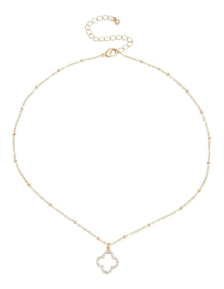 Clover Window Necklace in Crystal/Gold