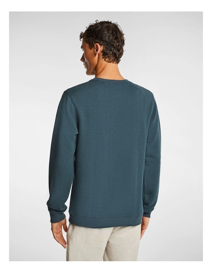 Zig Textured Sweatshirt in Teal