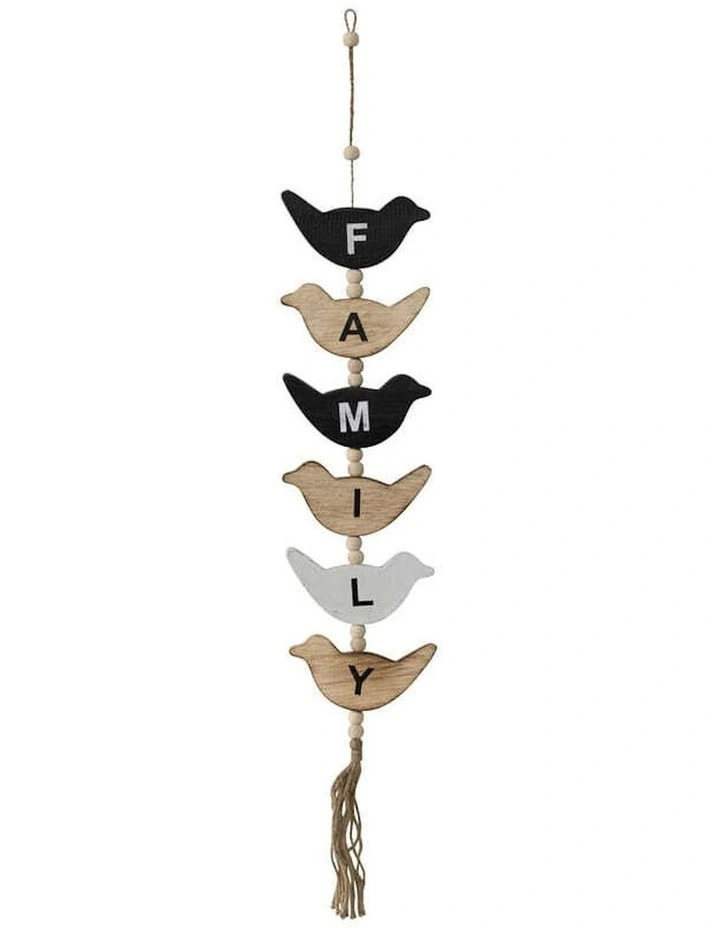 Handmade Wooden Family Love Bird Wall Art in Multi