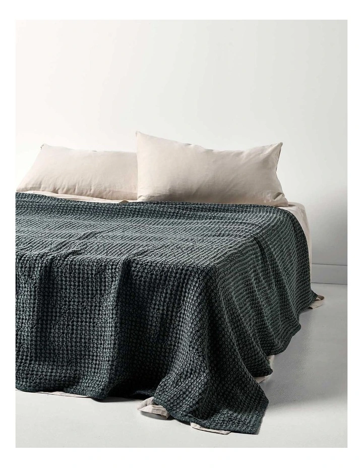 Waffle Bed Cover in Greystone