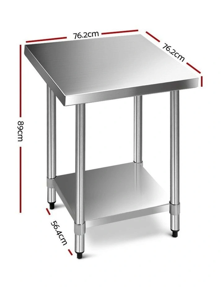 760x760mm Commercial Stainless Steel Kitchen Bench 430 Food Prep Table