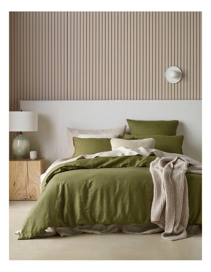Sandy Cape Linen Quilt Cover Set in Shrub