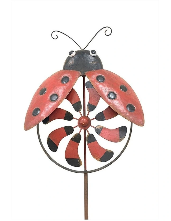 Lady Bird Outdoor Metal Garden Stake in Multi