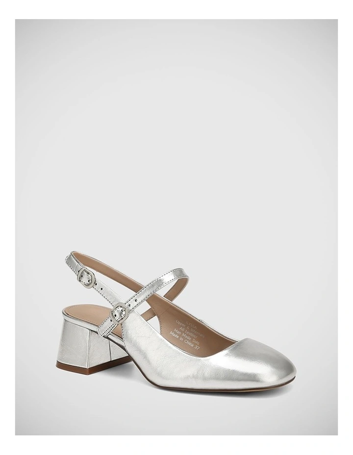 Ilyssa Metallic Leather Heel in Silver