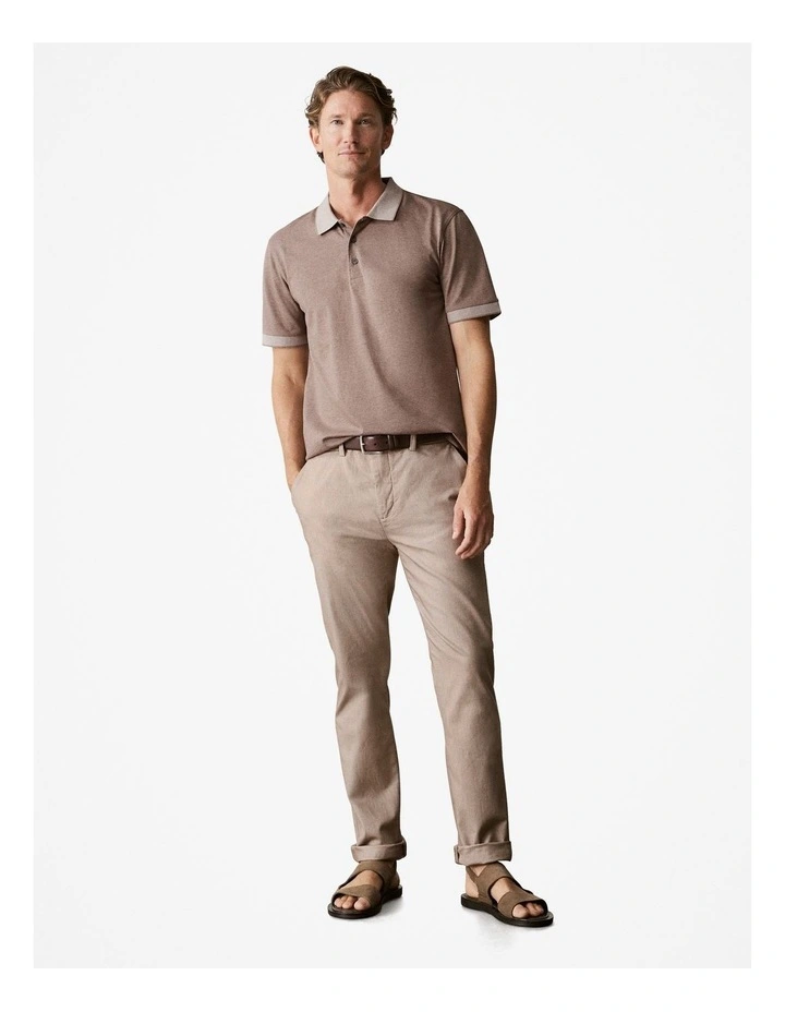 Mercerised Cotton Marle Polo Shirt in Cocoa