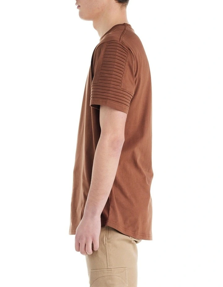 Maverick Pin Tuck Sleeve T-shirt in Brown