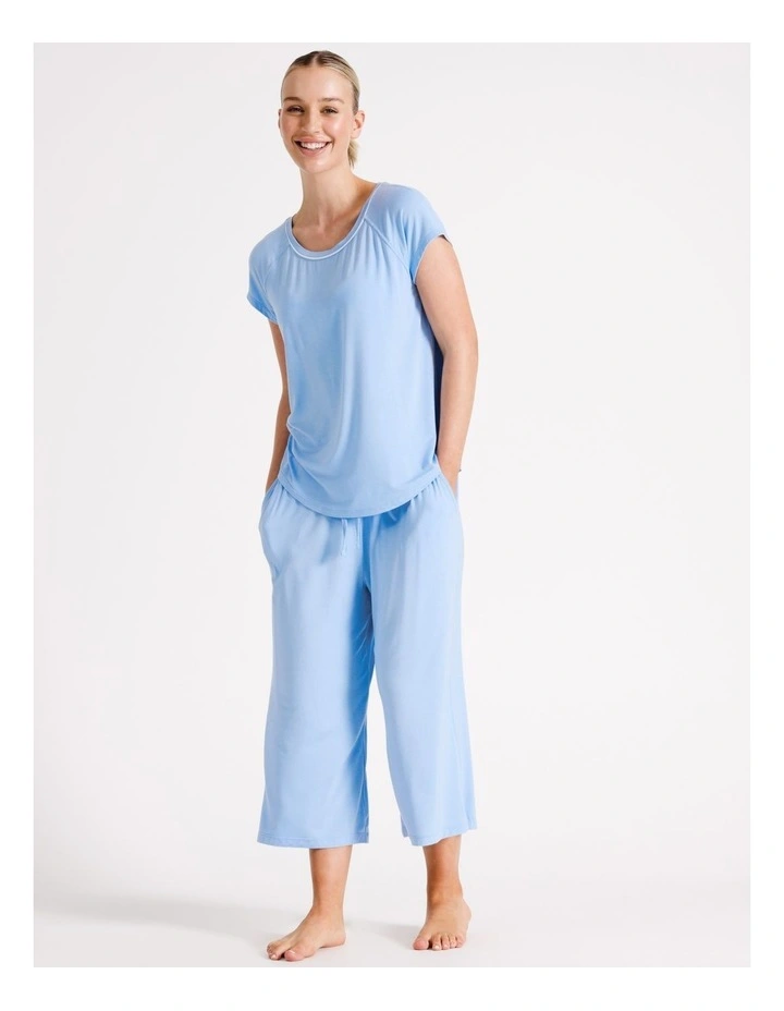 Pure Comfort Bamboo Short Sleeve PJ Top in Blue