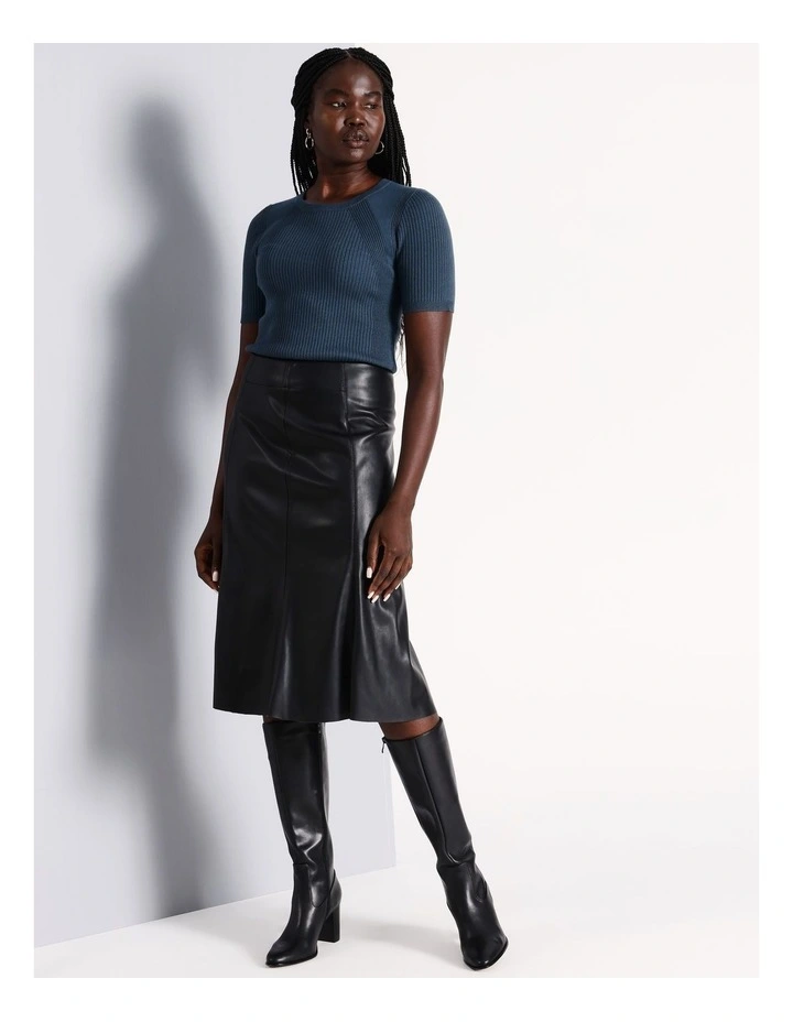 A Line PU Skirt in Black