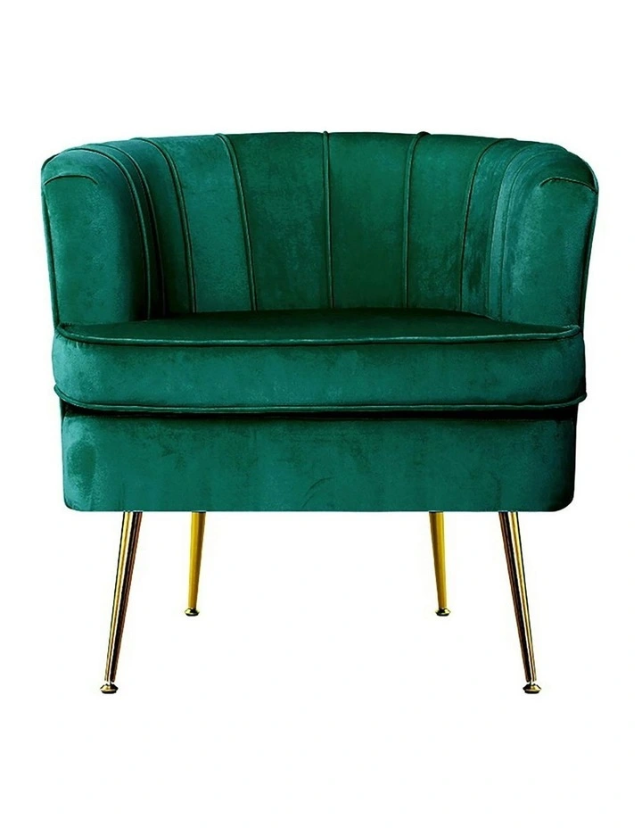 Norvia Velvet Armchair in Green