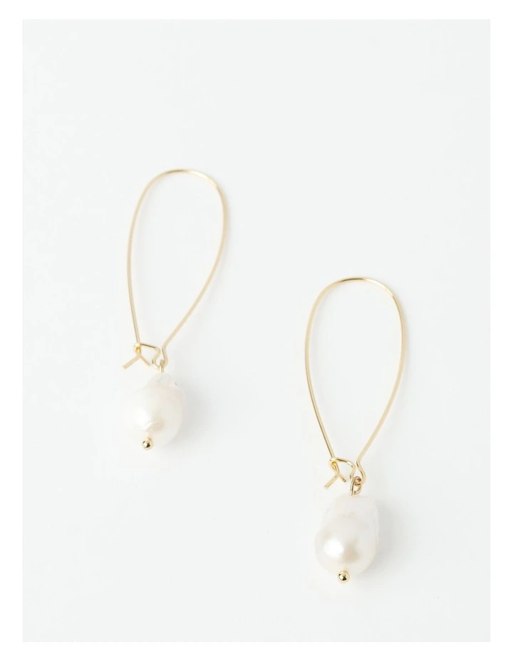 Irregular Pearl Fine Drop Earrings in Gold