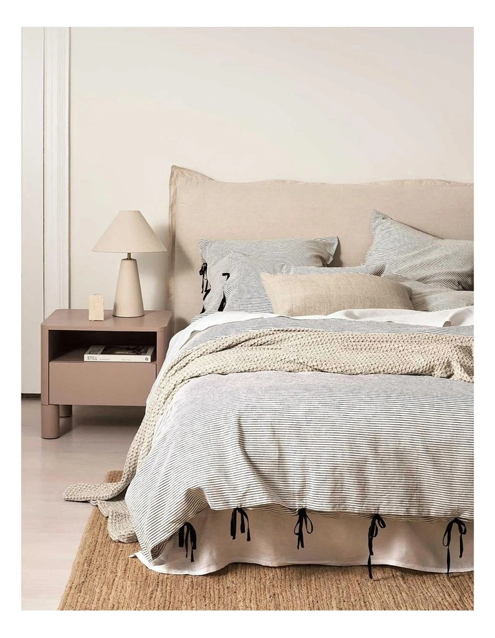 Chambray Mini Stripe Quilt Cover in Grey