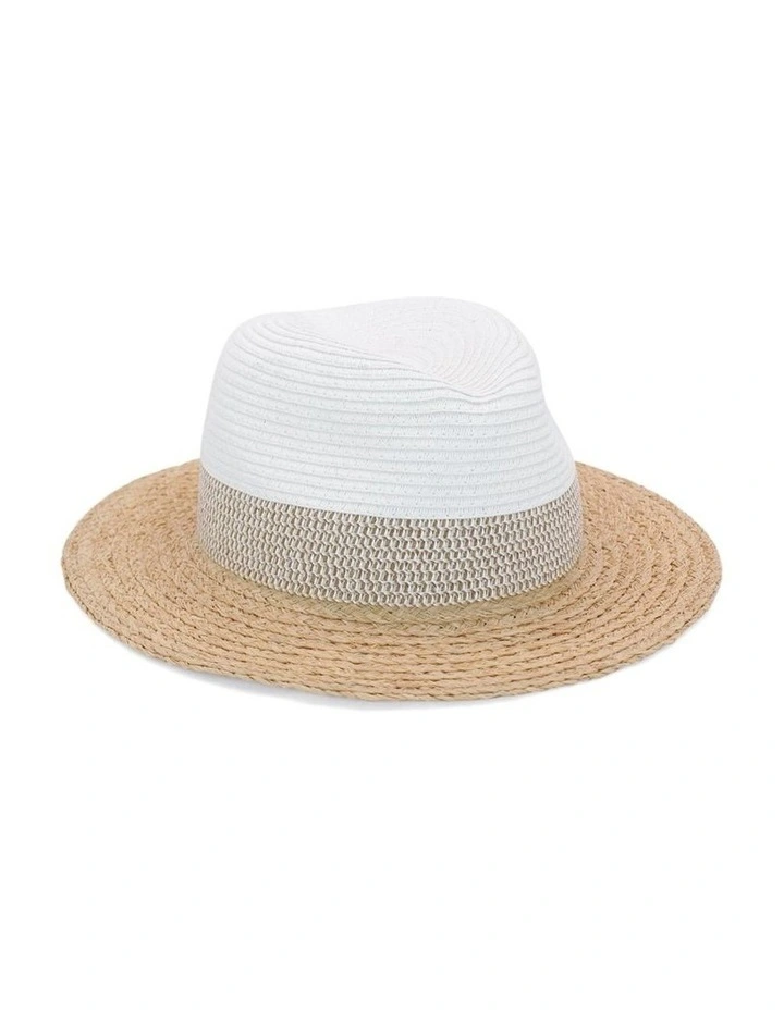 Viola Fedora Hat in White/Natural