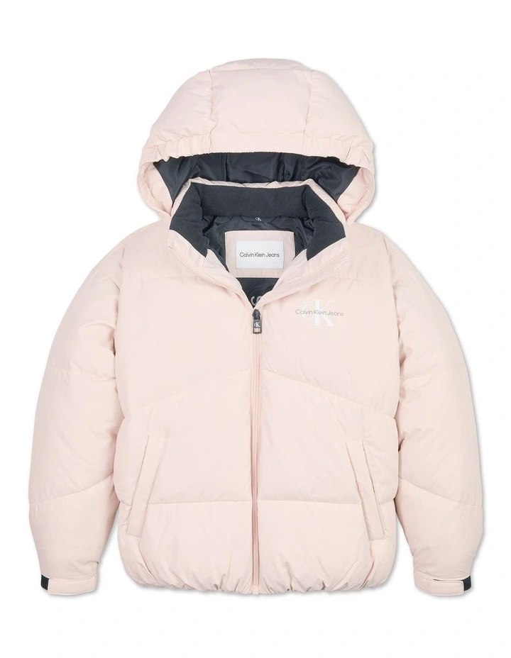 Short Puffer Jacket in Rose Clay