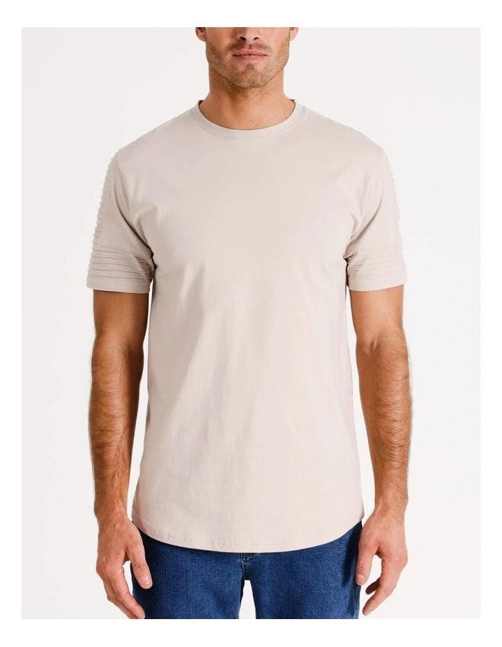 Maverick Pin Tuck Sleeve T-shirt in Bone