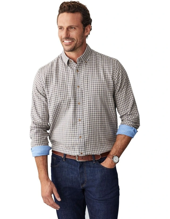 Small Double Face Check Shirt in Oatmeal