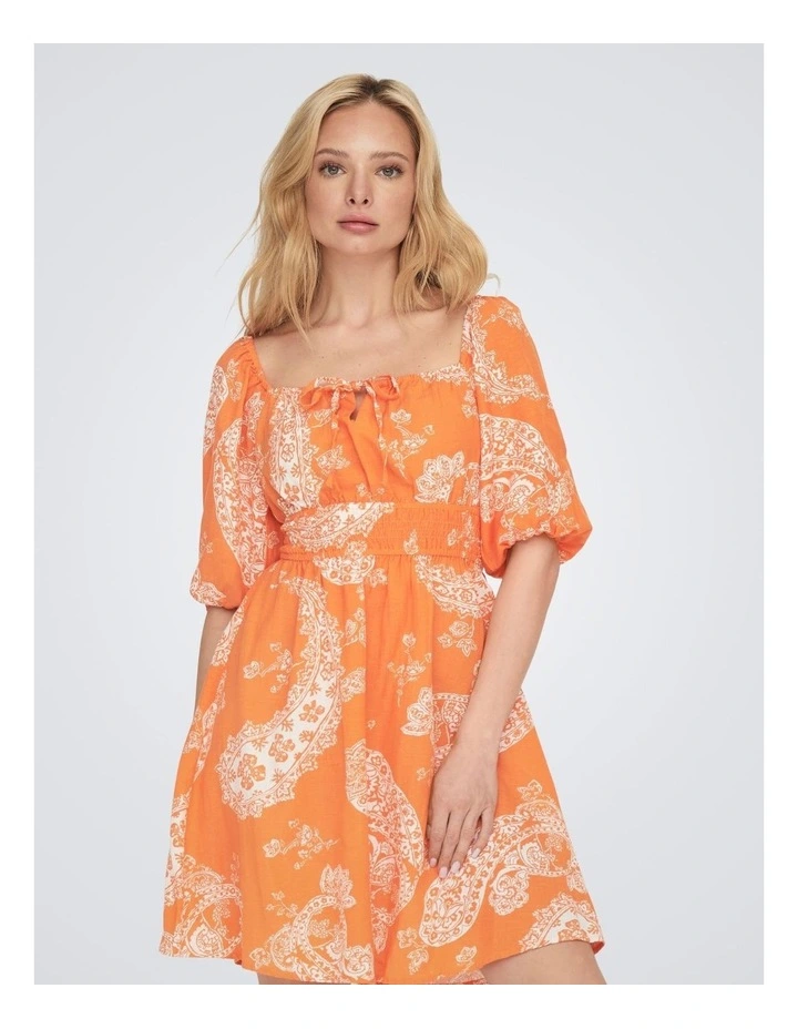 Bella 2/4 Linen Dress in Orange