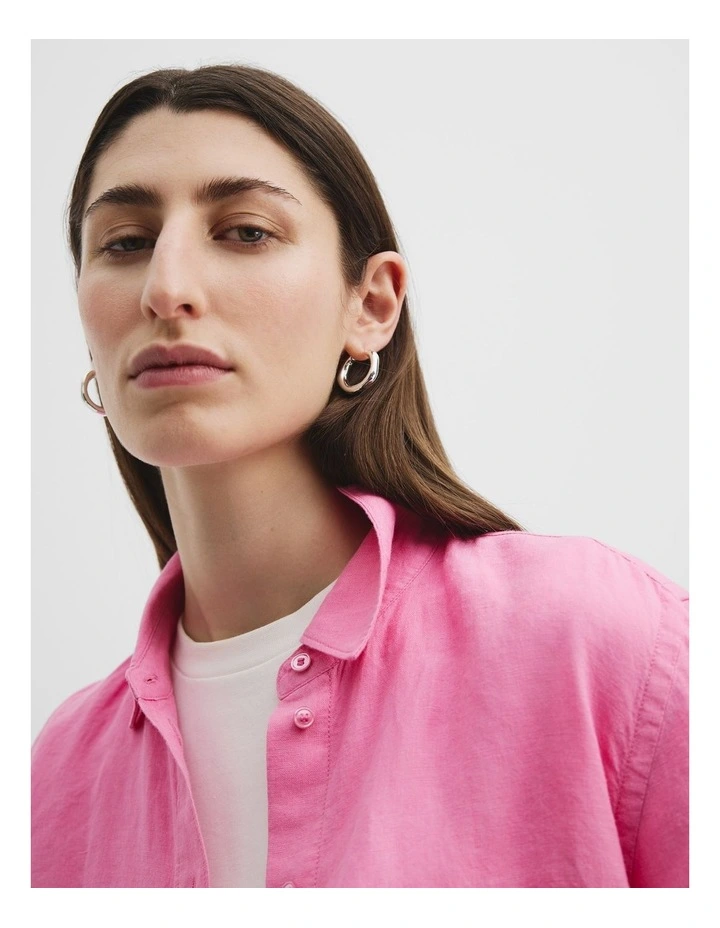 Organically Grown Linen Shirt in Pink Punch