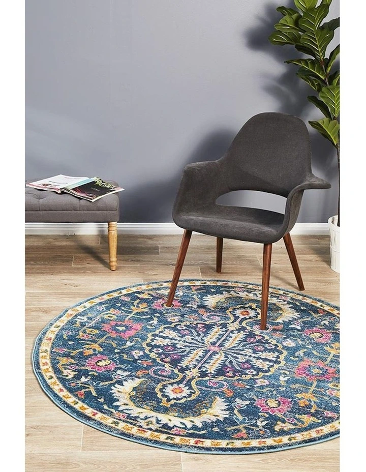 Babylon Round Rug in Navy