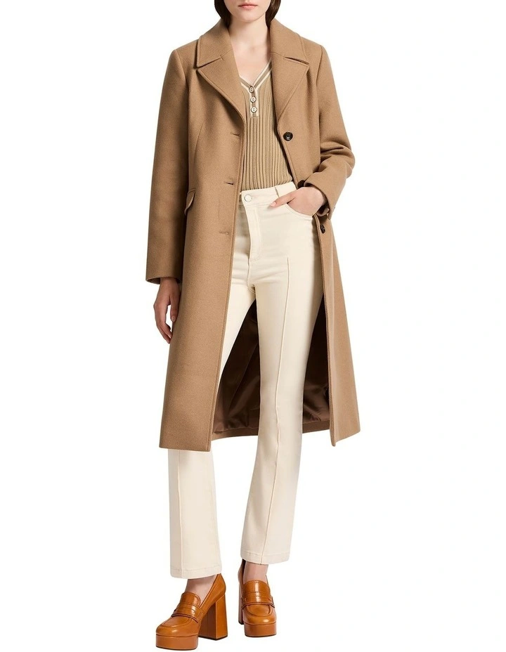 Alyssa Wool Melton Coat in Camel