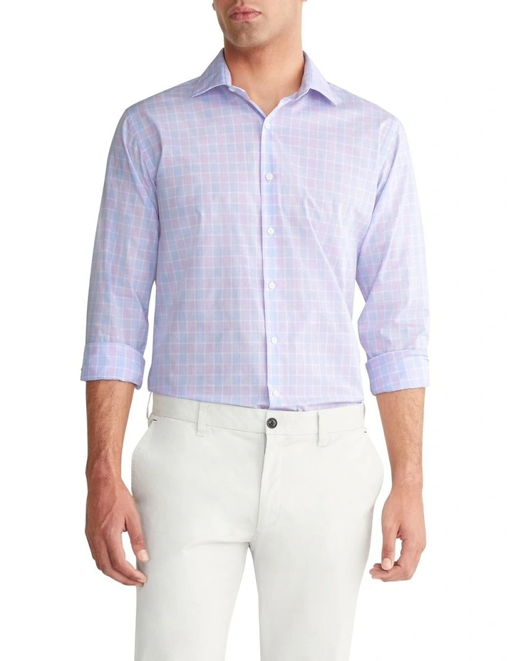 Tailored 2 Colour Large Check Shirt in Lilac