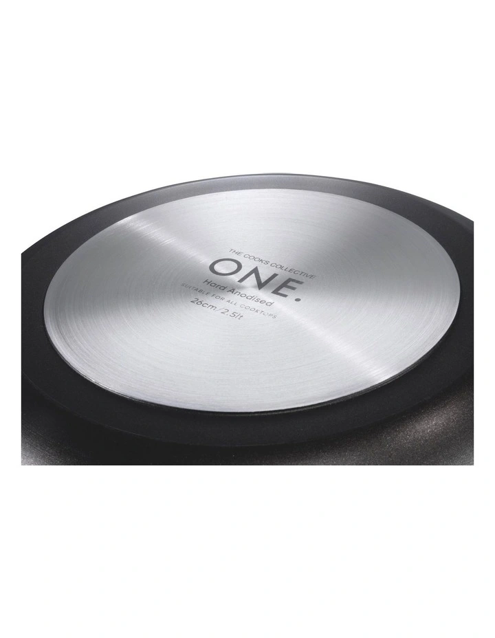 One Hard Anodised Saute Pan With Lid And 2 Helper Handles 30cm in Black