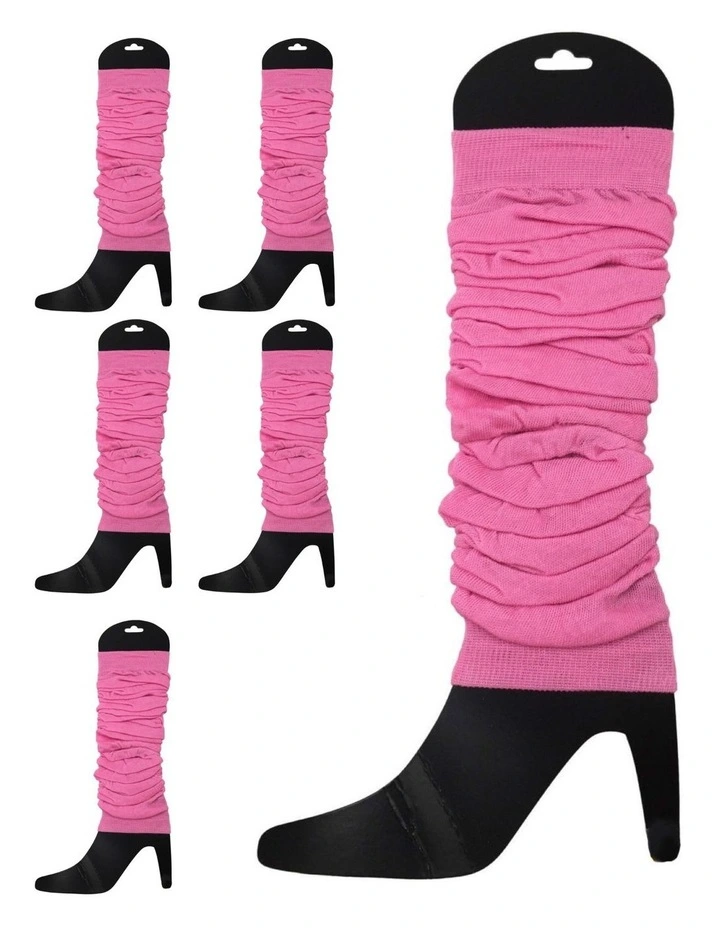 Knitted Leg Warmers 6 Pack in Light Pink