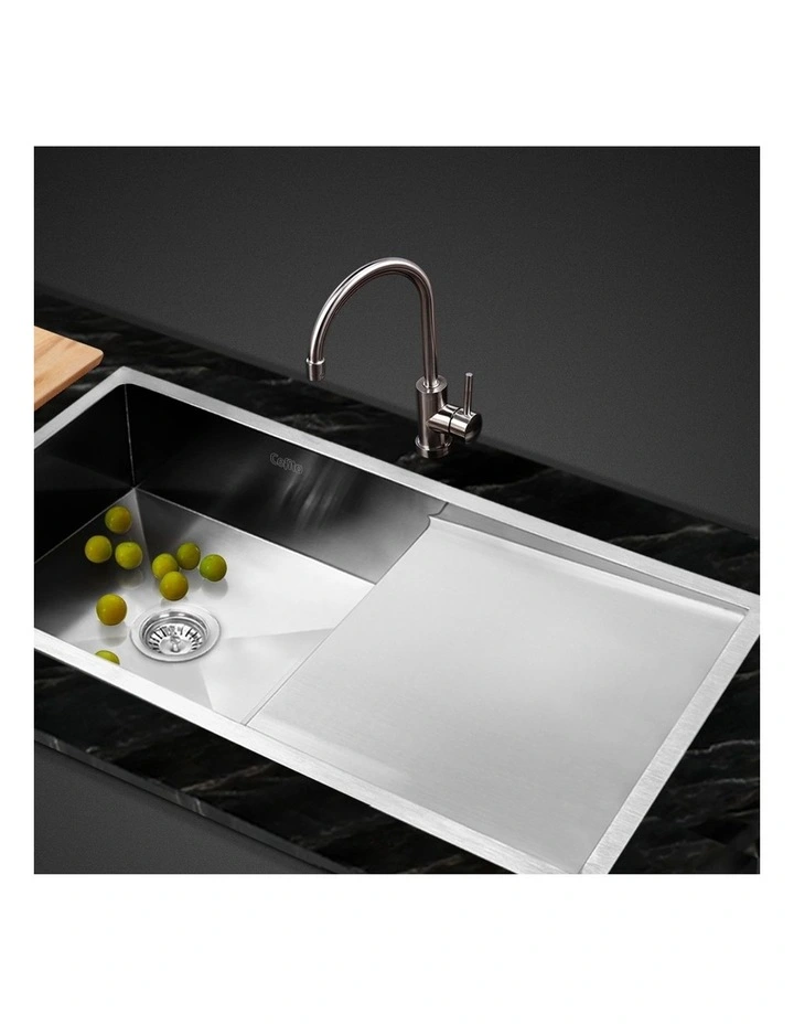 Kitchen Sink Stainless Steel Basin Single Bowl Laundry 96X45cm in Silver