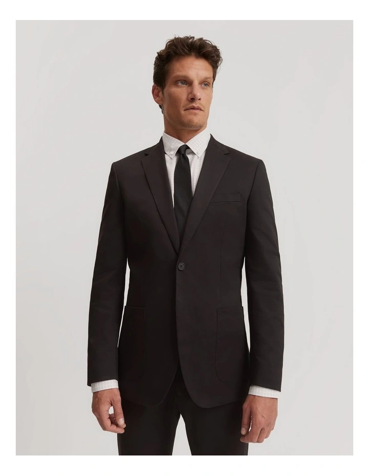 Slim Fit Cotton Stretch Blazer in Black