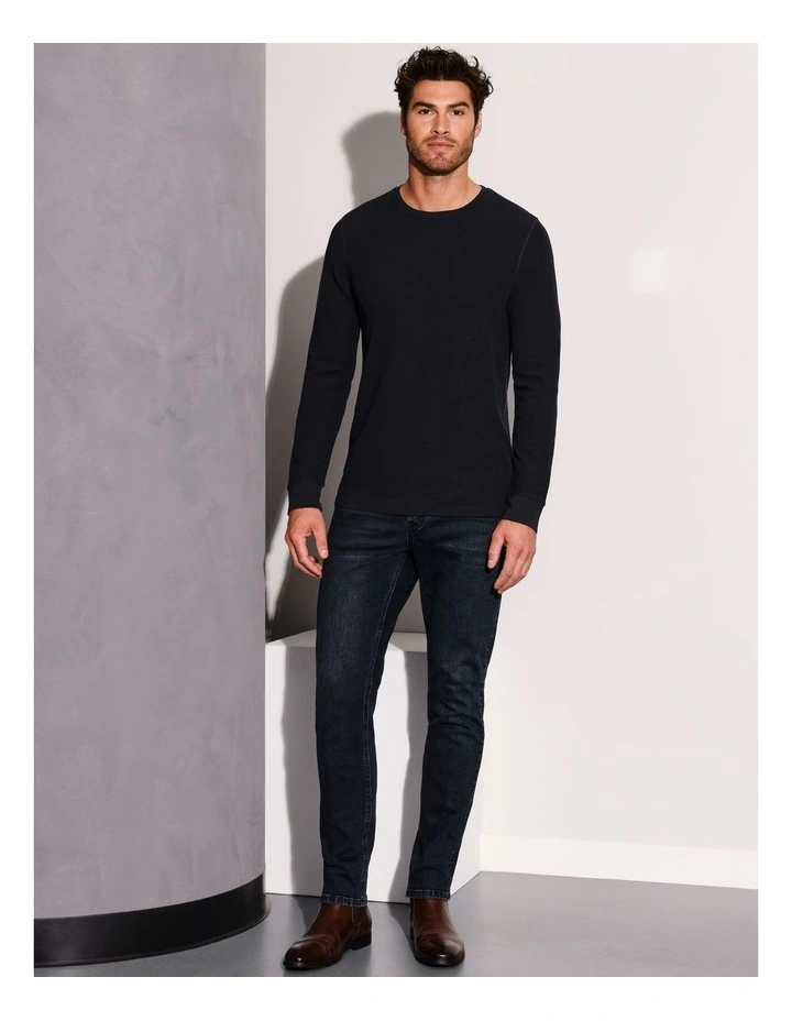 Demarchi Long Sleeve Waffle Crew Tee in Ink