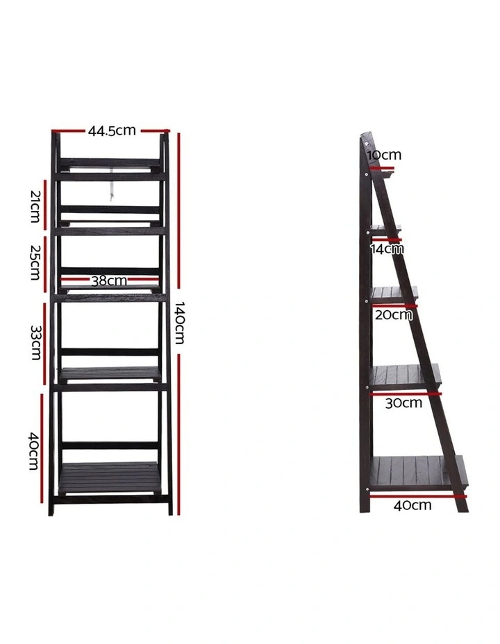 Display Shelf 5 Tier Wooden Ladder Stand