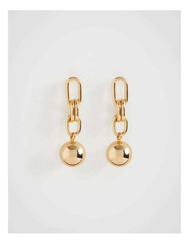 Chain Link Sphere Earring in Gold