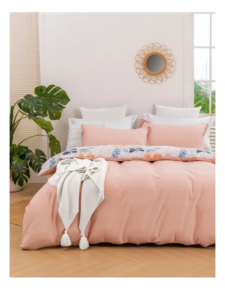 English Garden Cotton Reversible Quilt Cover Set in Pink