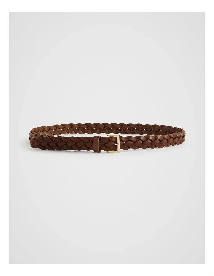 Beck Narrow Woven Belt in Tan