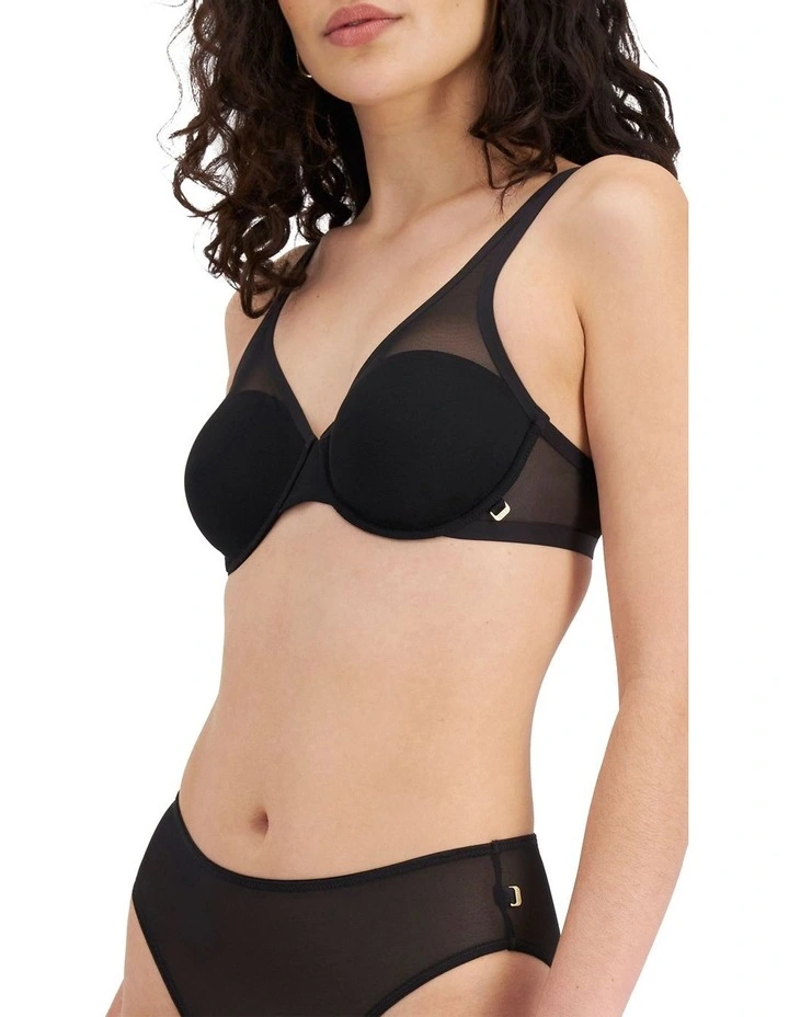 Lightly Lined Scoop Bra in Black