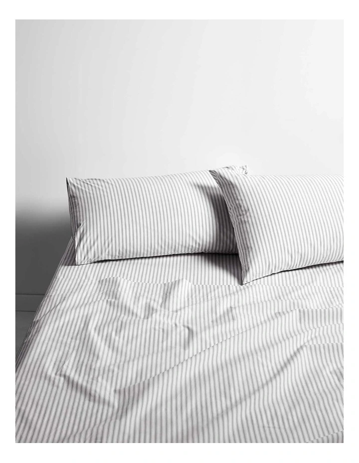 Ticking Stripe Sheet Set in Dove