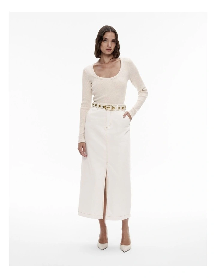 Scoop Neck Rib Top in Oatmeal Marle