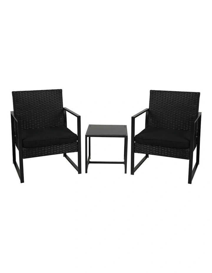 3 Piece Outdoor Furniture Set in Black