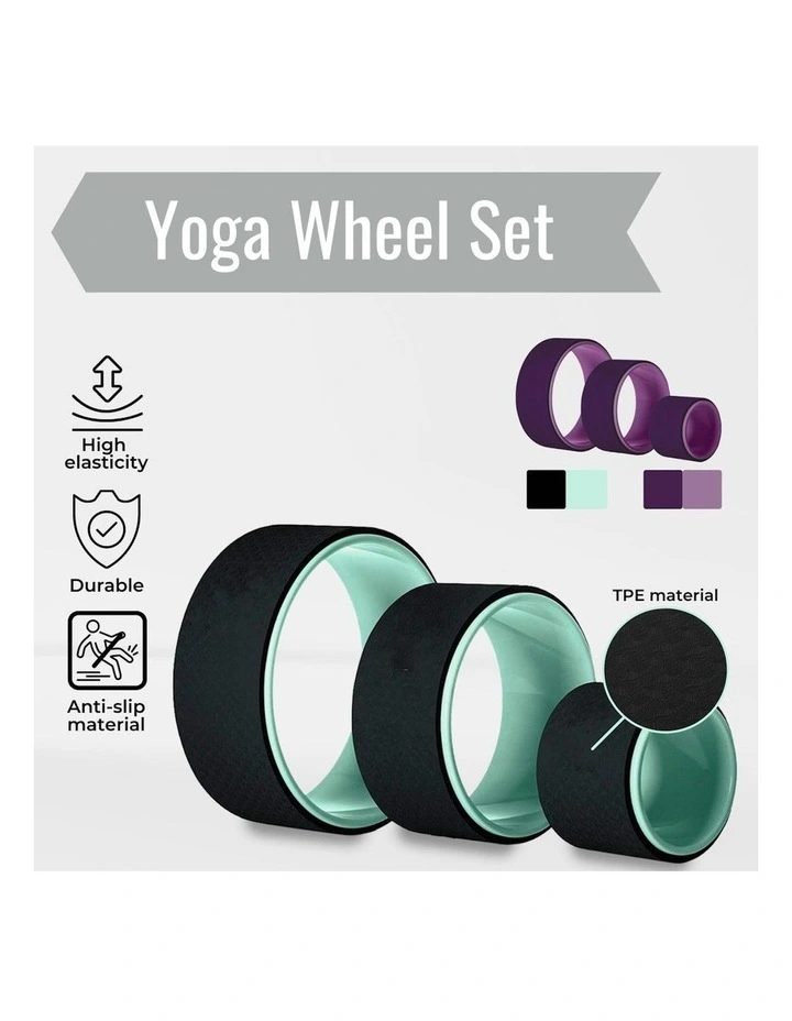 Yoga Wheel Set of 3 in Green and Black