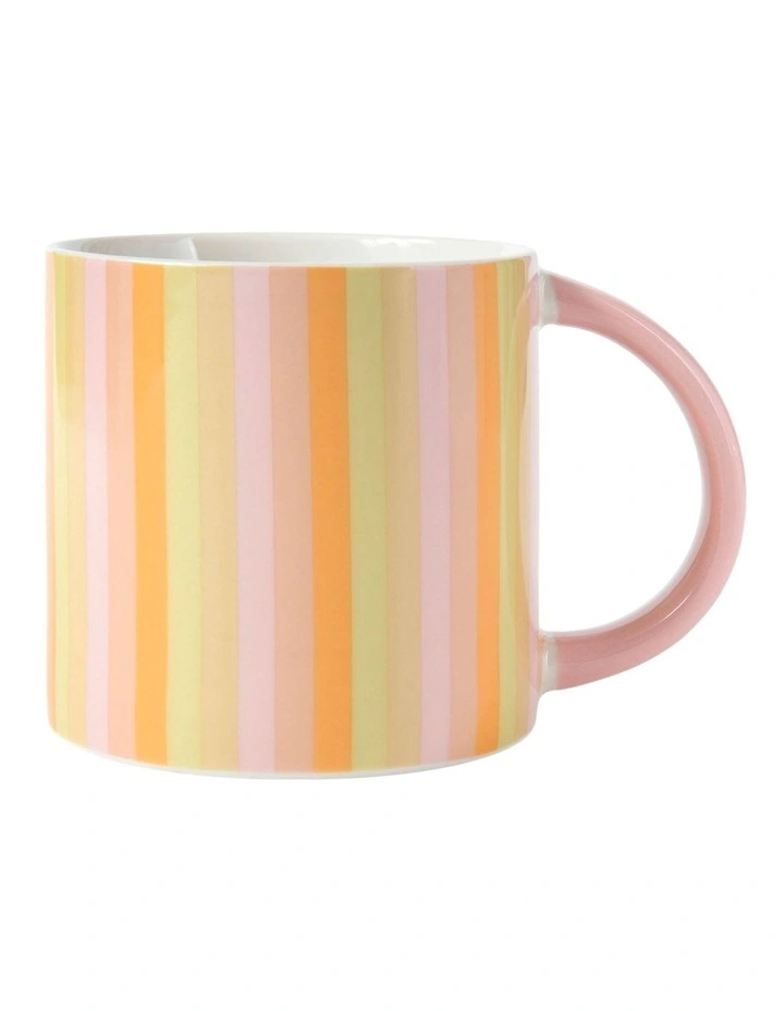 Power Pop Stripes Mug 400ml in Pink/Orange