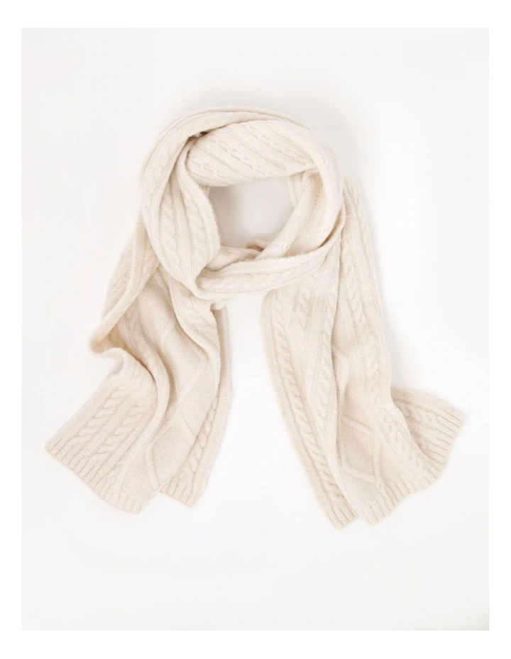 Cable Knit Winter Scarf in Ivory