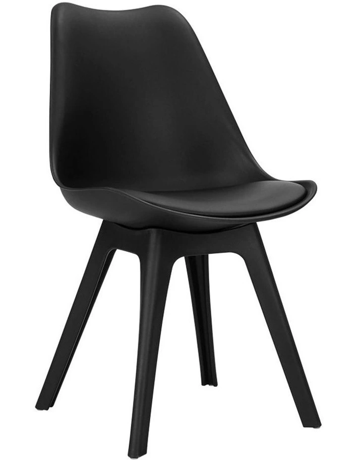 Dining Chairs Leather Plastic DSW Replica Set of 4 in Black