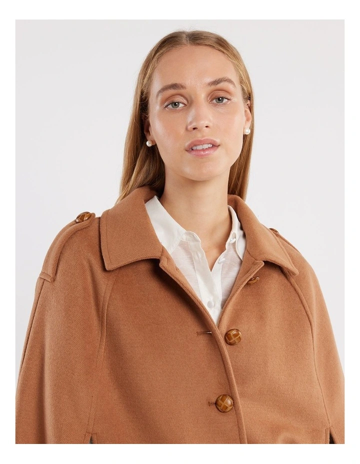 Cadence Longline Cape in Brown