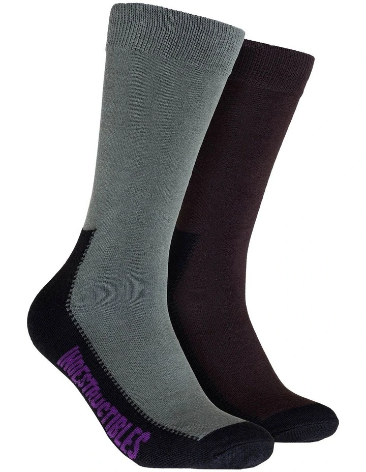 Indestructibles Plain Crew Sock 2 Pack in Tan