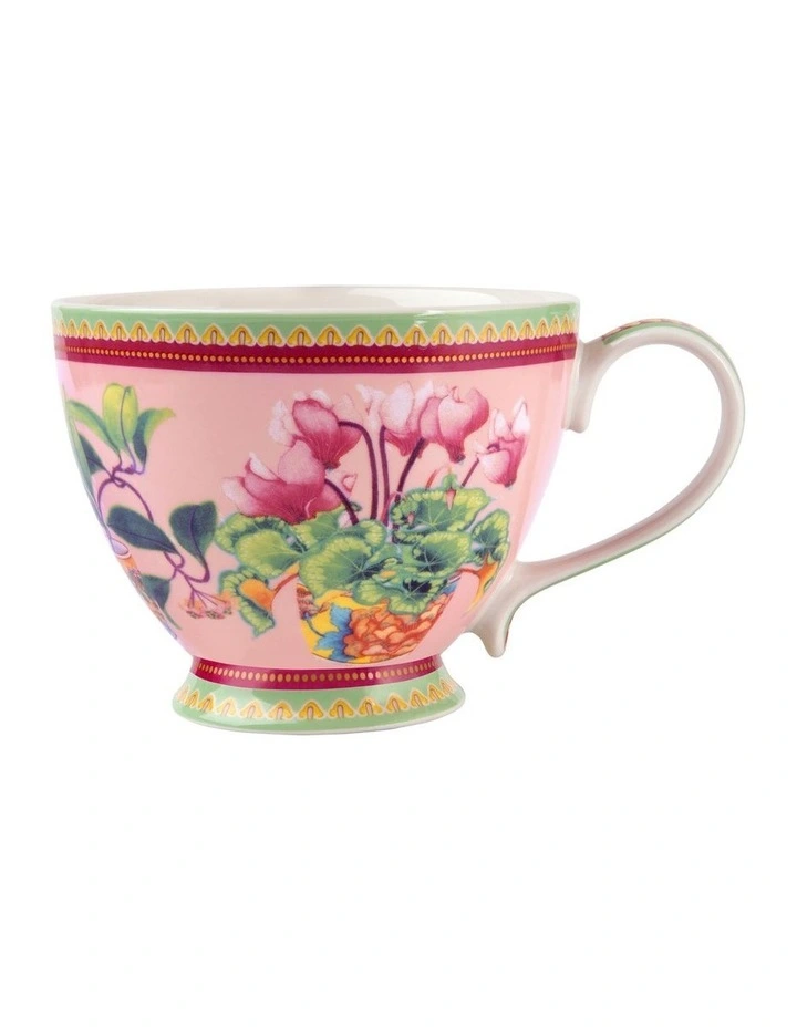 Gift Boxed Gabby Malpas Jardin Cyclamen Footed Cup 400ml in Pink
