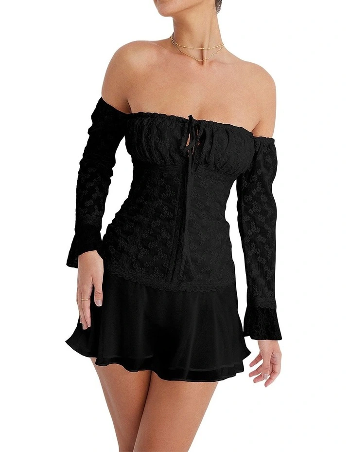 Off Shoulder Mini Dress in Black