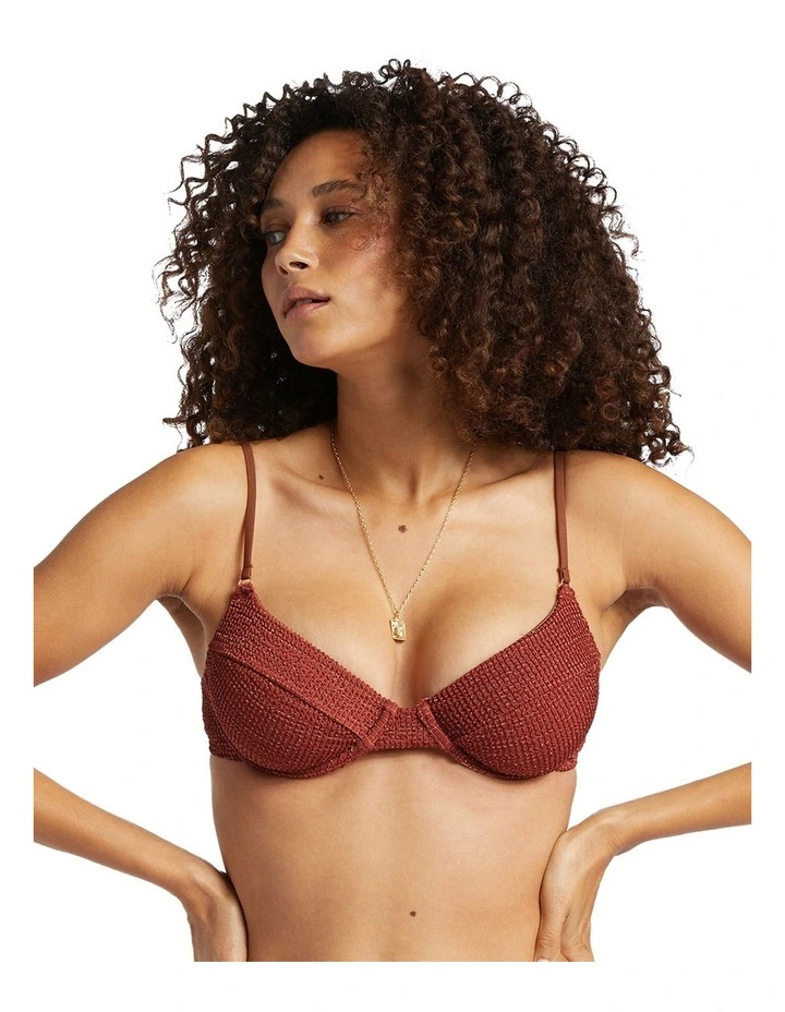Shimmer High Morgan Underwire Bikini Top in Deep Sienna