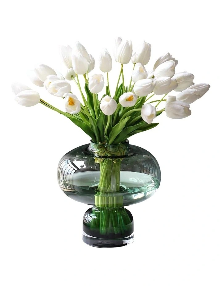 Real Touch Artificial Elegant White Tulip Flower Arrangement