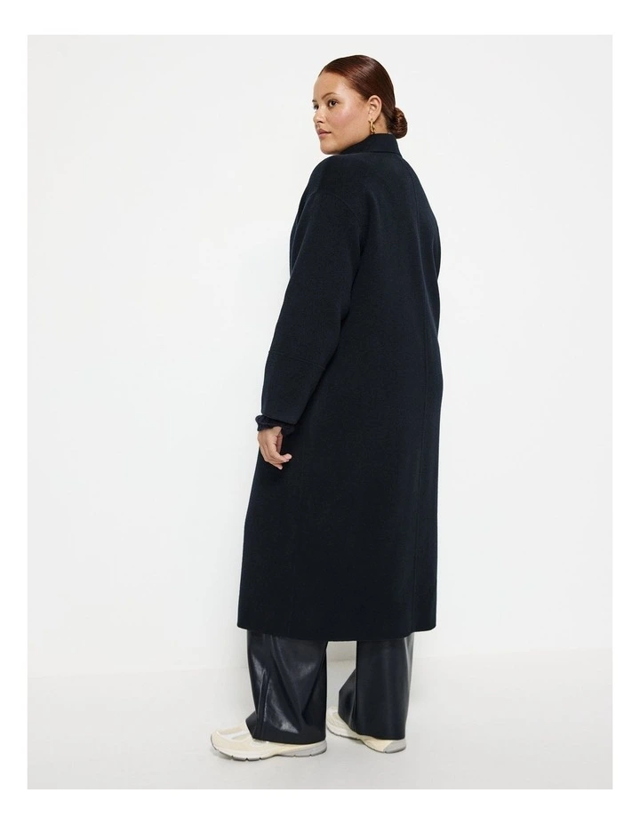 Double Breasted Wool Coat in Ink