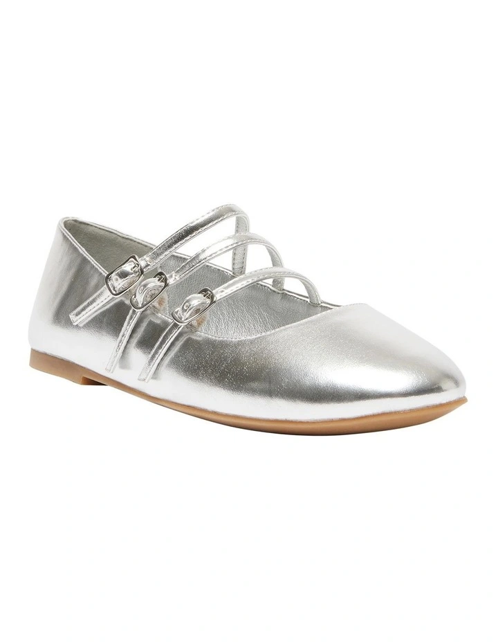 Leah Ballet Flats in Silver Metallic