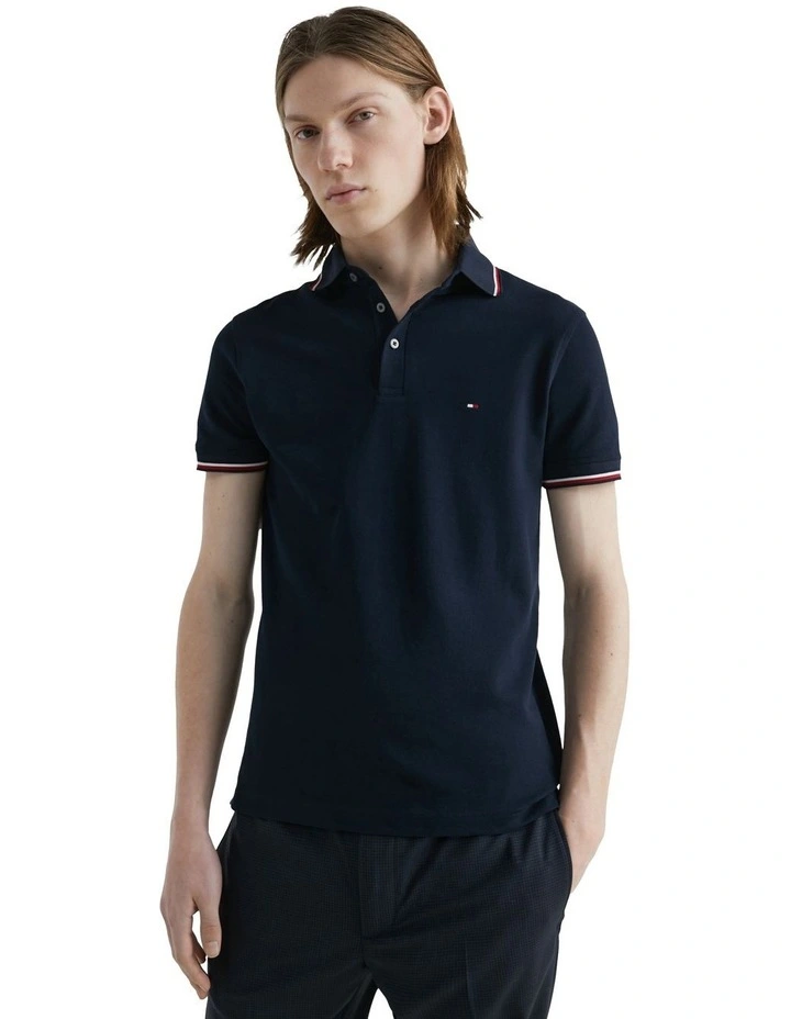 1985 Collection Tipped Slim Fit Polo in Blue